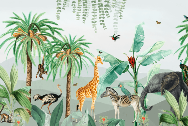 junglebehang jungle dieren