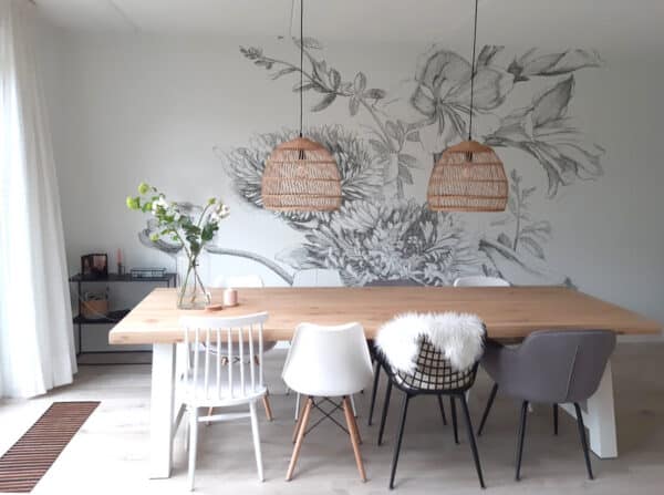 behang pentekening bloemen