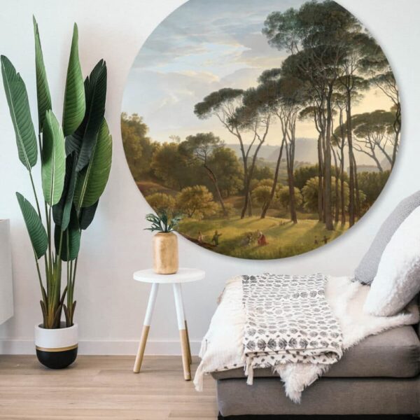 Italiaans-landschap-met-parasoldennen-Wandcirkel.jpg