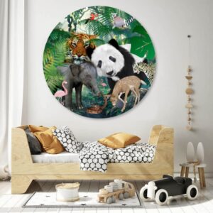 Wandcirkel Jungle dieren kinderkamer cirkelbehang