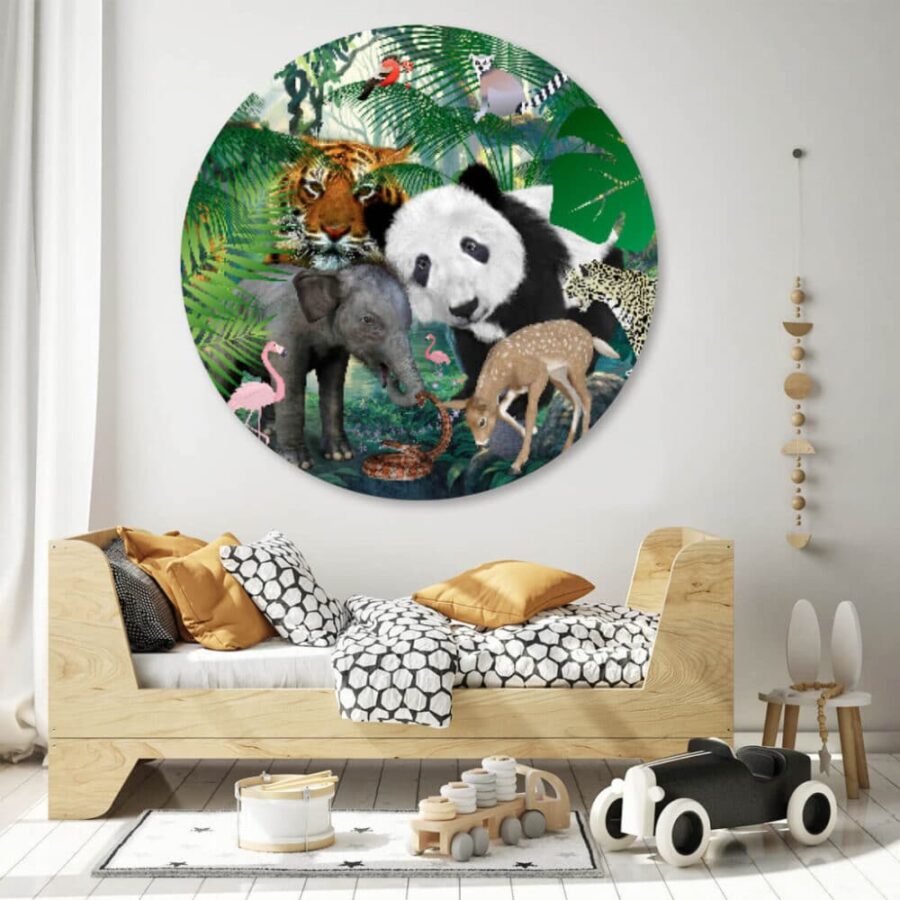 Wandcirkel Jungle dieren kinderkamer cirkelbehang