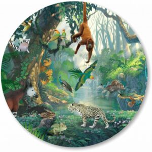 Wandcirkel of Behangcirkel met jungle dieren in jungle