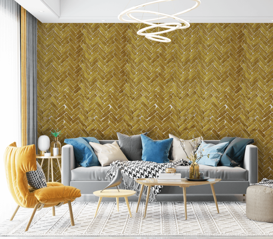 geel tegelbehang diagonaal klein