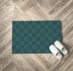 Schoonloop deurmat - Checker blauw/groen